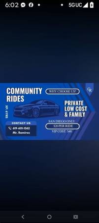 Community Rides VIP blue Honda Civic available driver 6 years of uber experience - event services