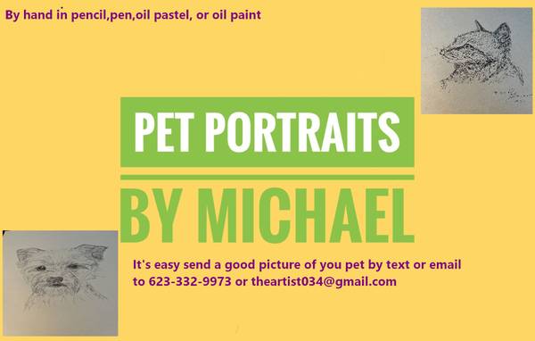 Pet portraits, and custom art service by Michael - creative services