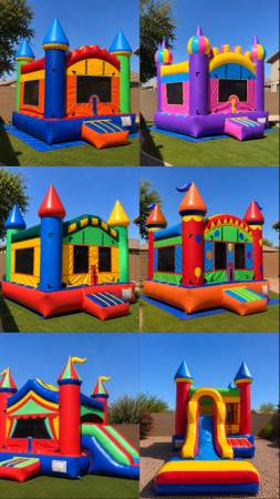 Bounce house waterslide swamp cooler tables chairs - event services